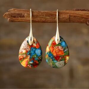 Gemstone jasper dangle earrings